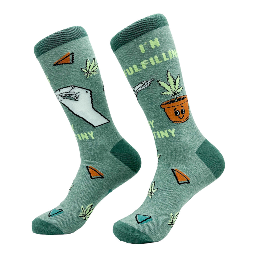 Womens Im Fulfilling My Destiny Weed Socks Funny 420 Pot Lovers Leaf Footwear Image 2