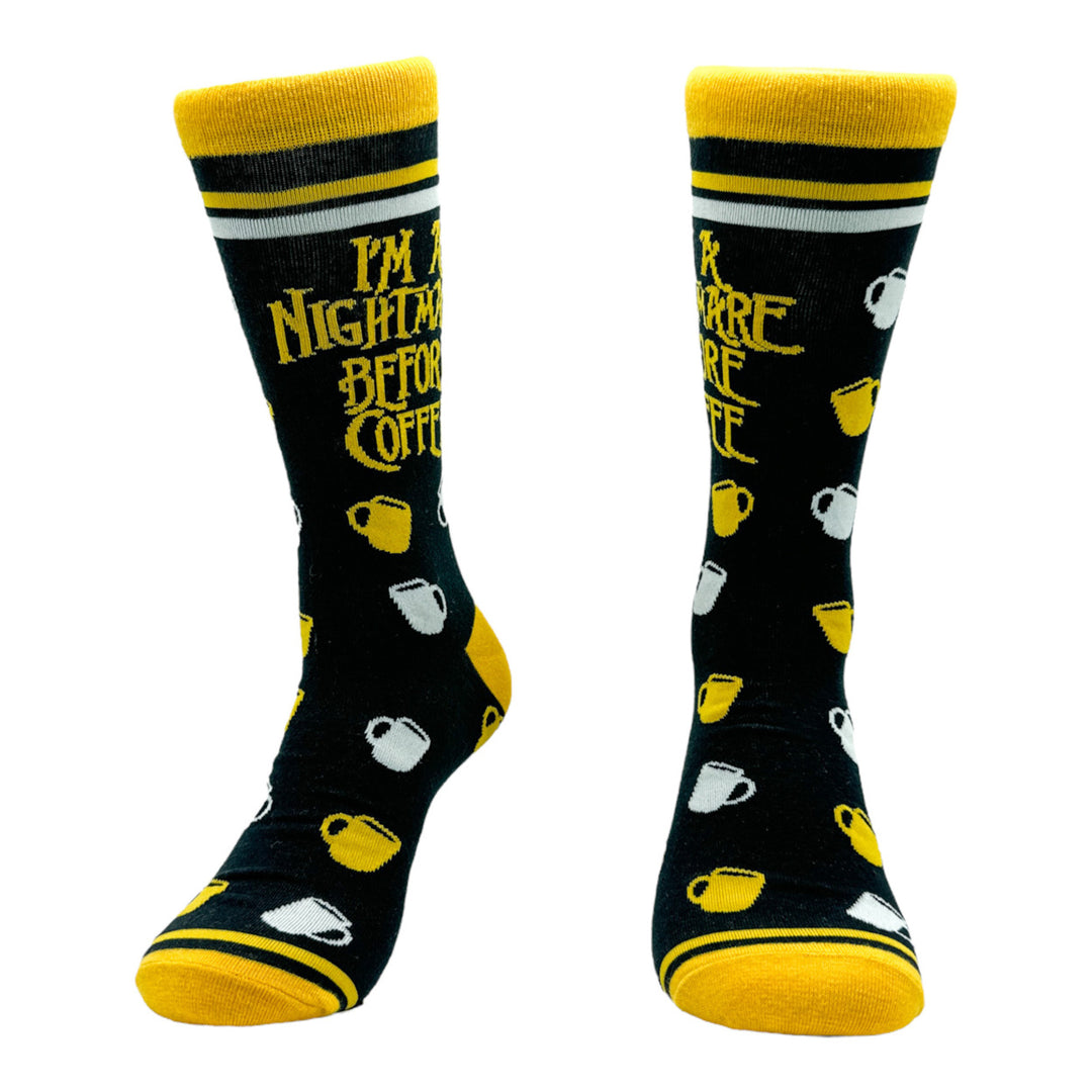 Womens Im A Nightmare Before Coffee Socks Funny Christmas Caffeine Lovers Footwear Image 4