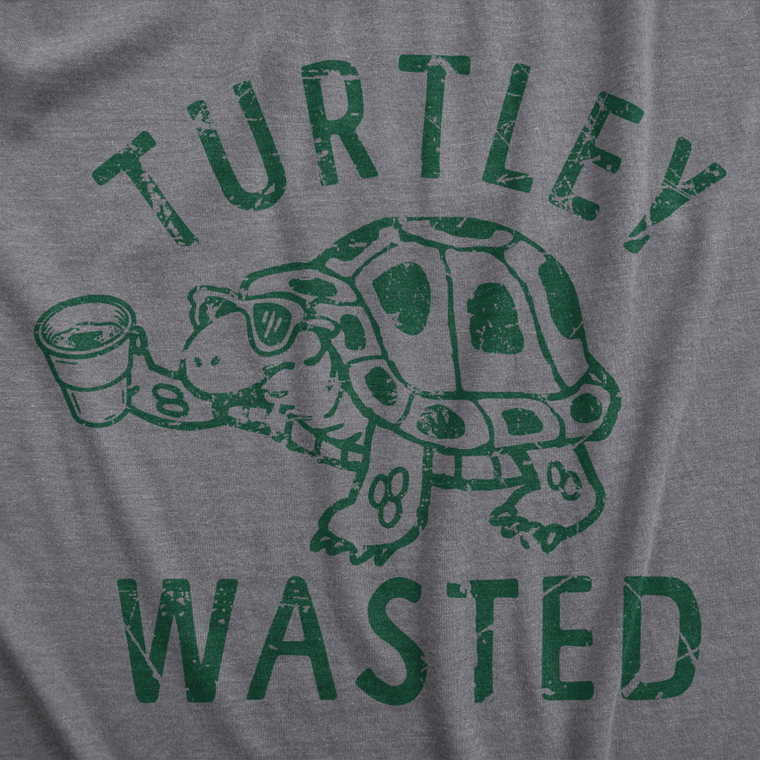 Womens Turtley Wasted T Shirt Funny Partying Drinking Turtle Joke Tee For Ladies Image 2