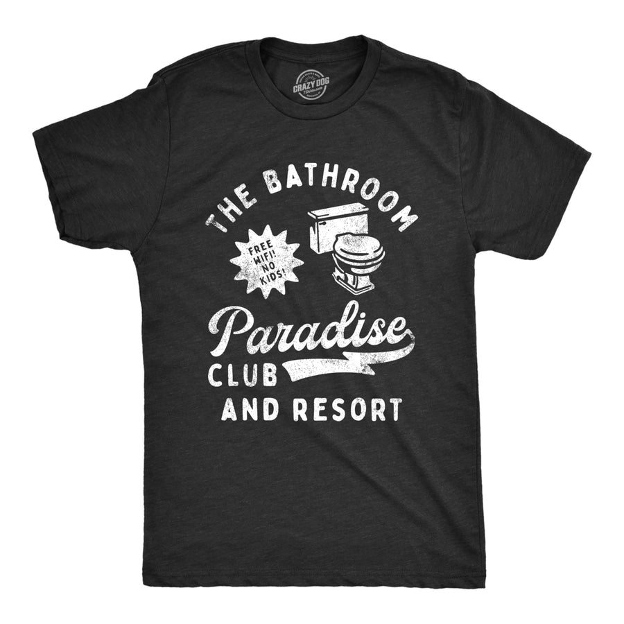 Mens The Bathroom Paradise Club And Resort T Shirt Funny Pooping Restroom Tee For Guys Image 1