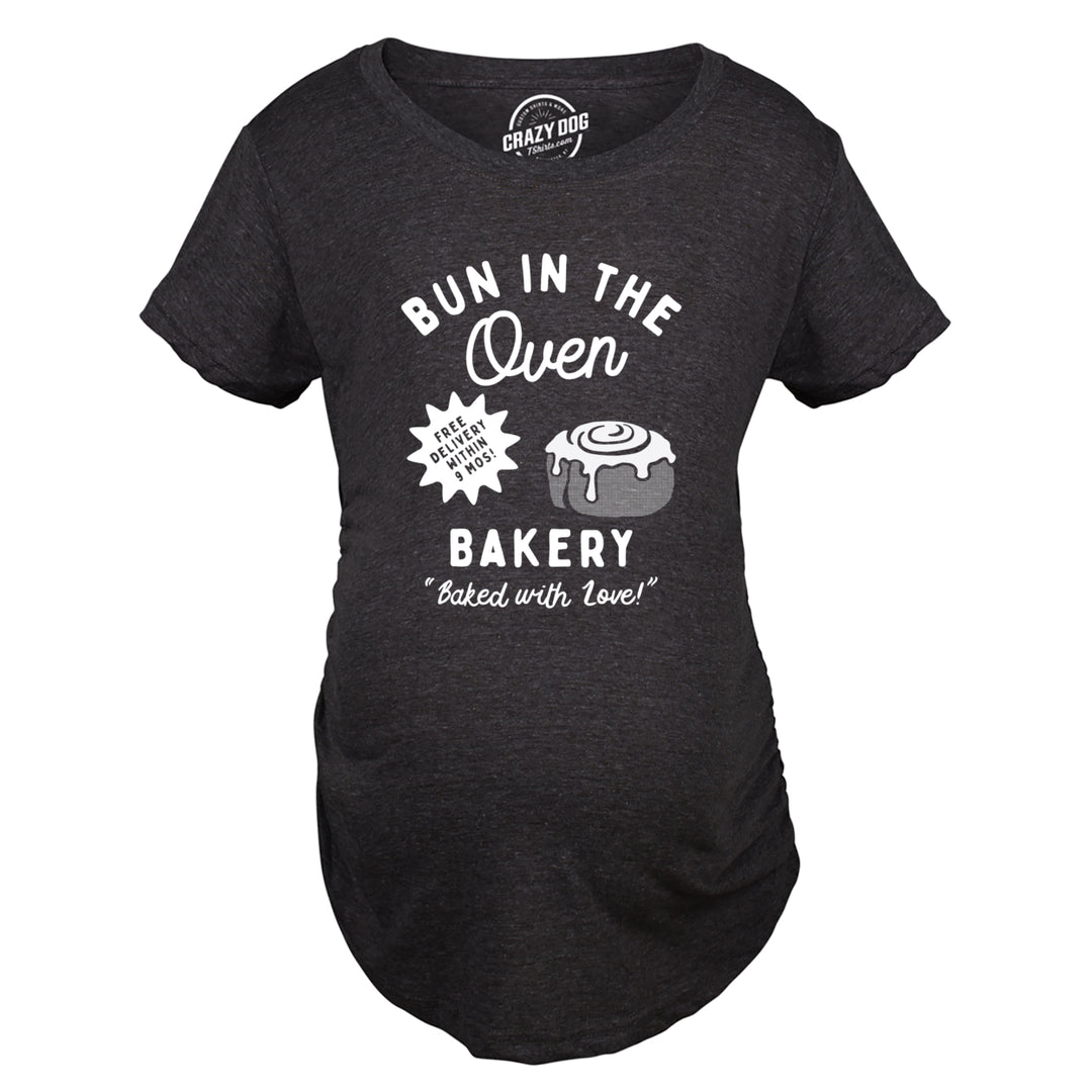 Maternity Bun In The Oven Bakery T Shirt Funny Cute Pregnant Pastry Baking Tee For Ladies Image 1