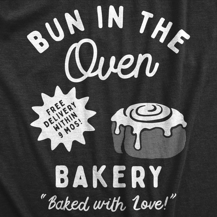 Maternity Bun In The Oven Bakery T Shirt Funny Cute Pregnant Pastry Baking Tee For Ladies Image 2