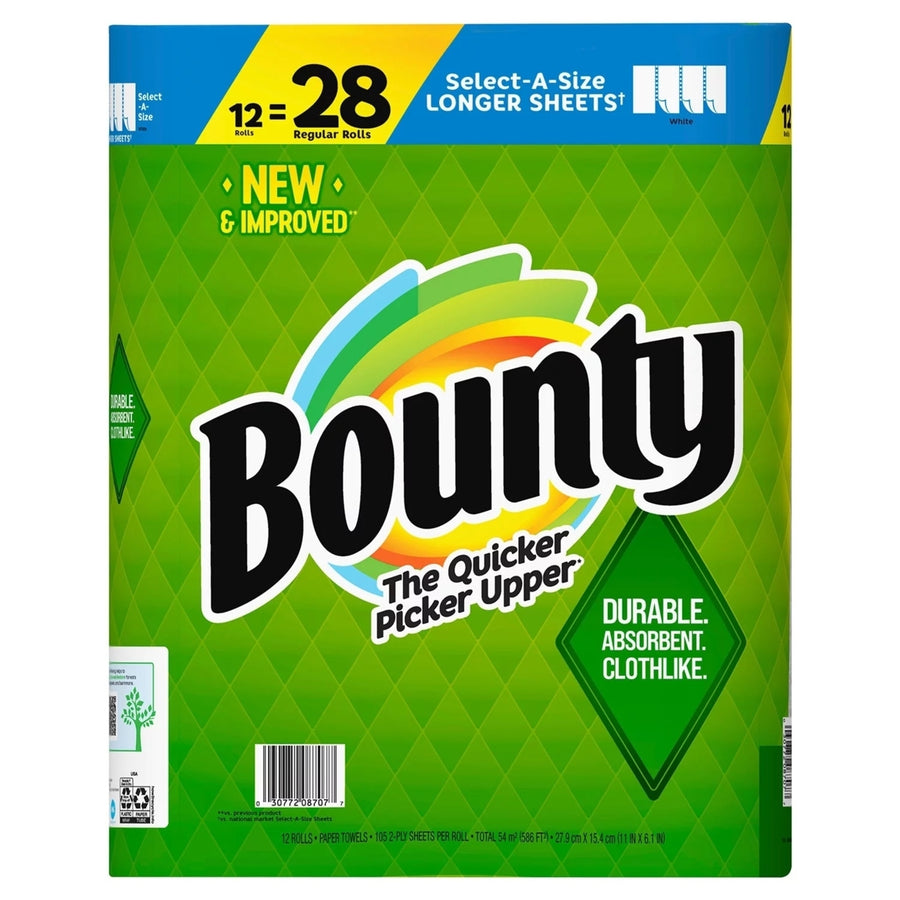 Bounty Select-A-Size Paper Towels White (105 Sheets/Roll 12 Rolls) Image 1