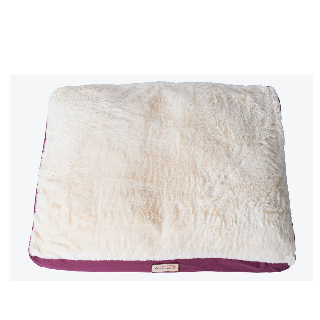 Armarkat Model M02 Large Size Pet Bed Mat with Poly Fill Cushion in Ivory and Burgundy Image 4