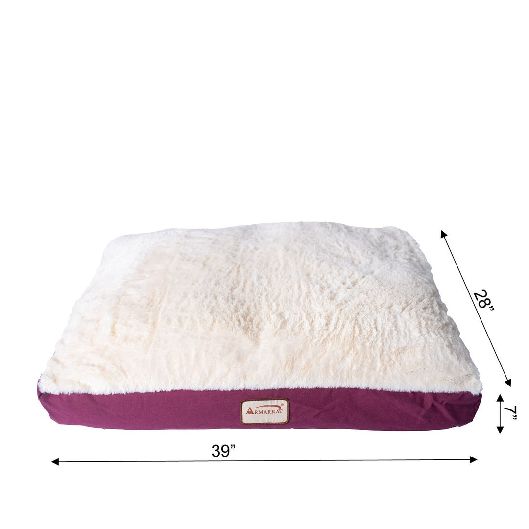Armarkat Model M02 Large Size Pet Bed Mat with Poly Fill Cushion in Ivory and Burgundy Image 6