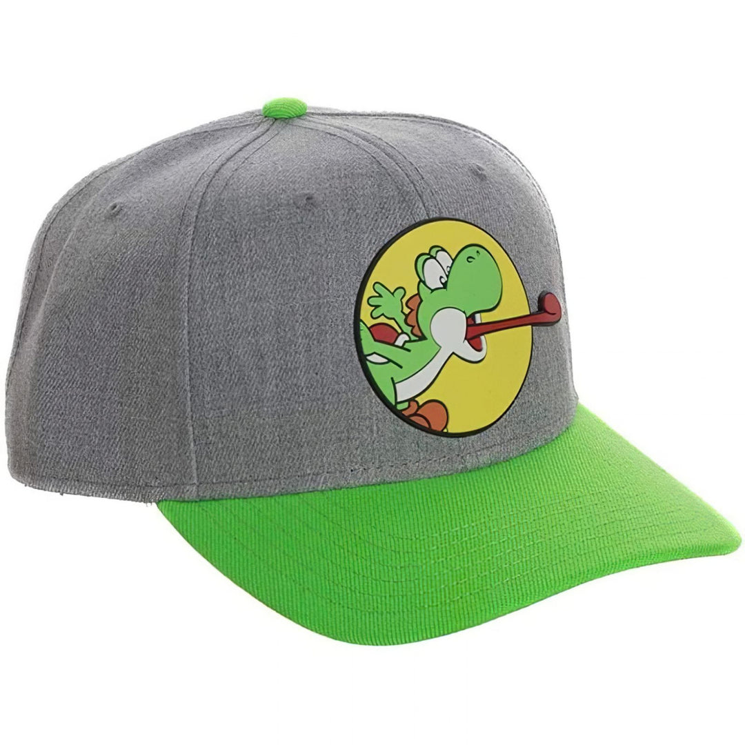 Super Mario Yoshi Mlem Pre-Curved Bill Snapback Hat Image 3