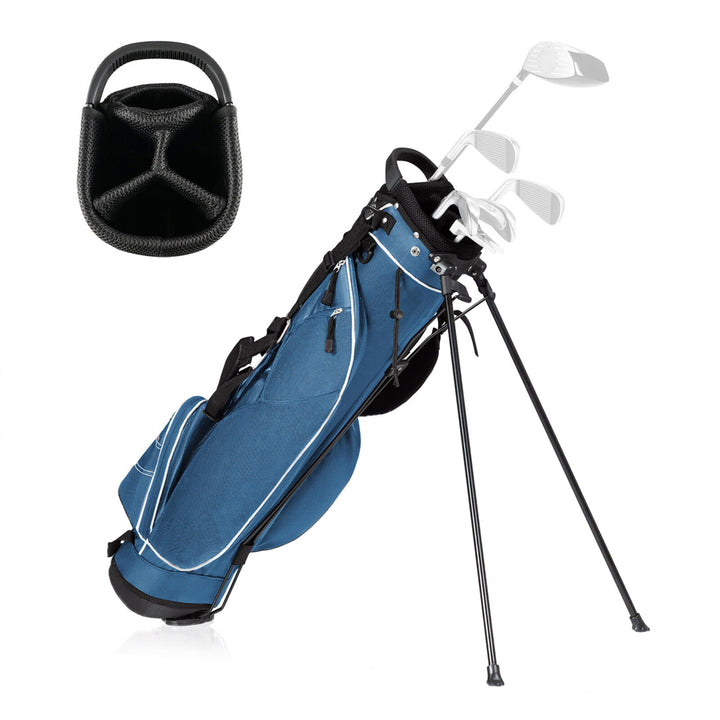 Blue Golf Stand Cart Bag Club with Carry Organizer Pockets Blue Image 1