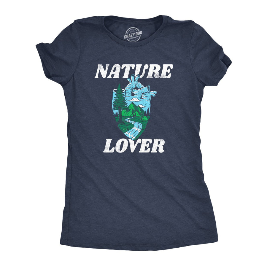 Womens Nature Lover T Shirt Funny Cool Outdoors Hiking Camping Heart Tee For Ladies Image 1