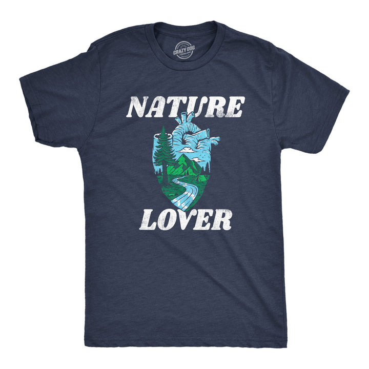 Mens Nature Lover T Shirt Funny Cool Outdoors Hiking Camping Heart Tee For Guys Image 1