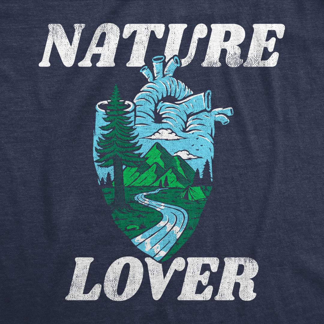 Mens Nature Lover T Shirt Funny Cool Outdoors Hiking Camping Heart Tee For Guys Image 2