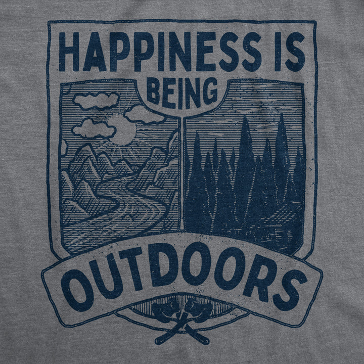 Mens Happiness Is Being Outdoors T Shirt Funny Cool Nature Hiking Camping Lovers Tee For Guys Image 2