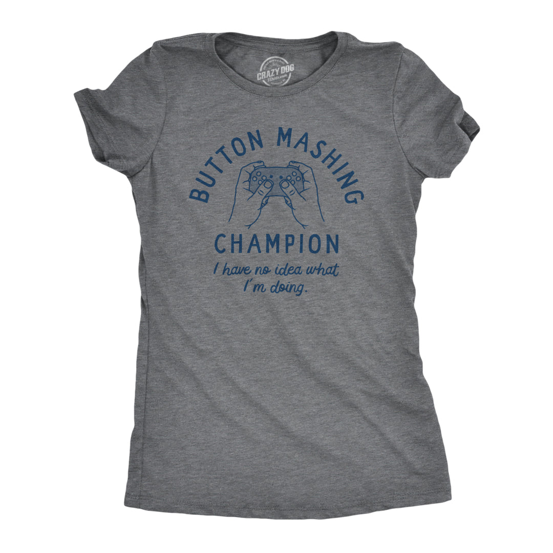 Womens Button Mashing Champion T Shirt Funny Video Gaming Controller Joke Tee For Ladies Image 1