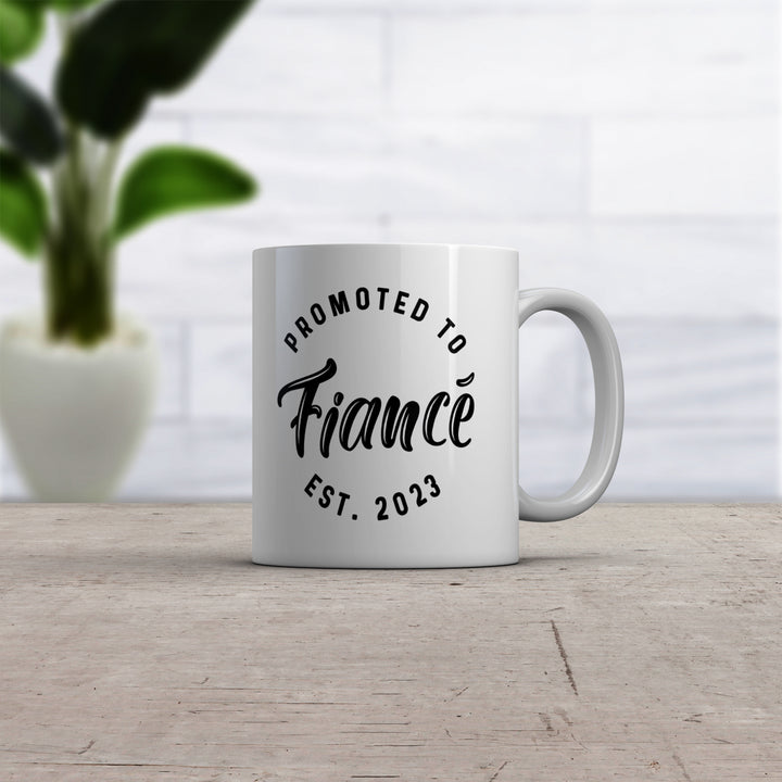 Promoted To Fiance 2023 Mug Funny Family Wedding Announcement Coffee Cup-11oz Image 2