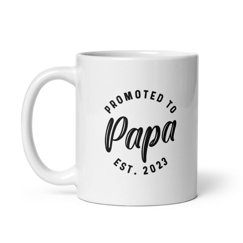 Promoted To Papa 2023 Mug Funny Baby Family Graphic Coffee Cup-11oz Image 1