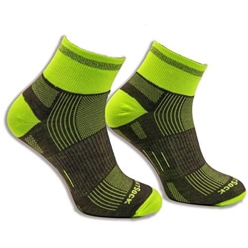 Wrightsock Unisex ECO Run Reflective Mini Crew Socks Grey/Yellow - 395-1501 Image 1