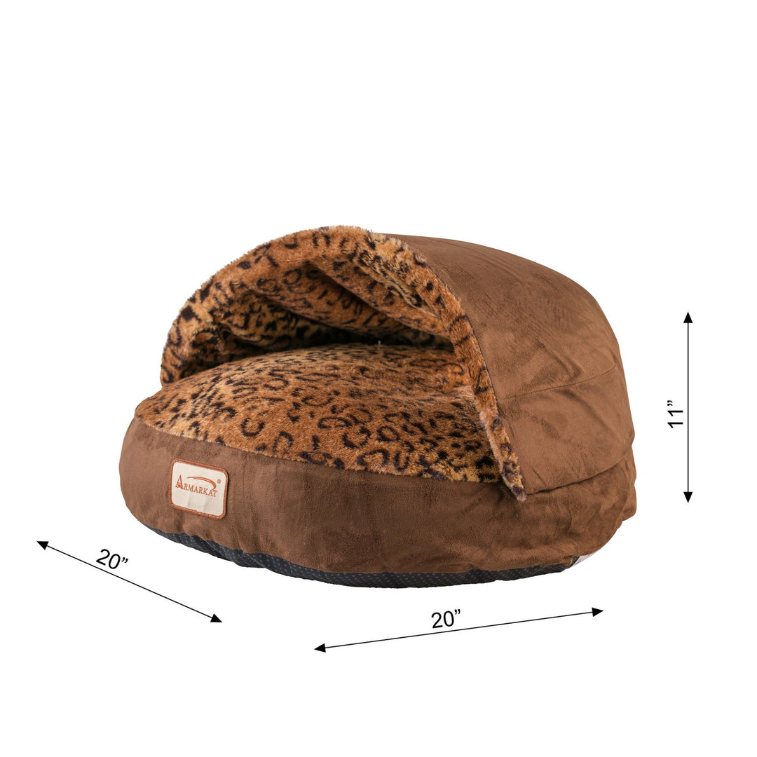 Armarkat Cuddle Cave Cat Bed For Cat Kitty Puppy Animals C31 Mocha and Leopard Image 6