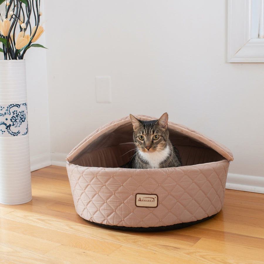 Armarkat Cuddle Cave Cat Bed C33 Medium Size Light Apricot Image 1