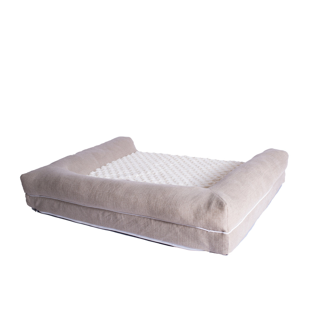 Armarkat Model D07B Ivory and Beige Medium Bolstered Pet Bed with Memory Foam Image 6