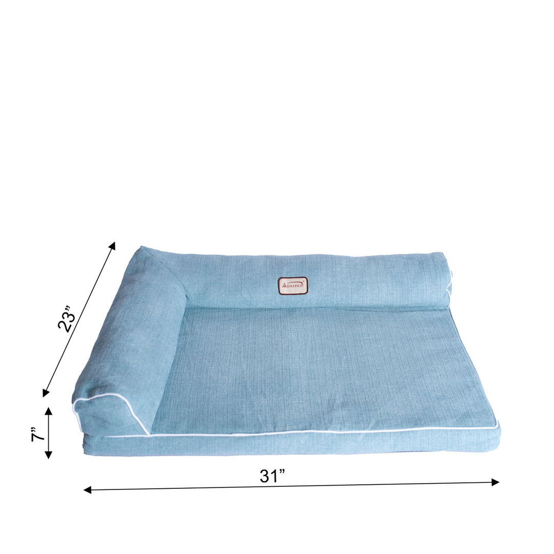 Armarkat D08A Medium Pet Bed Soothing Blue Bolstered Poly Fill Cushion 31x23x7 Image 7