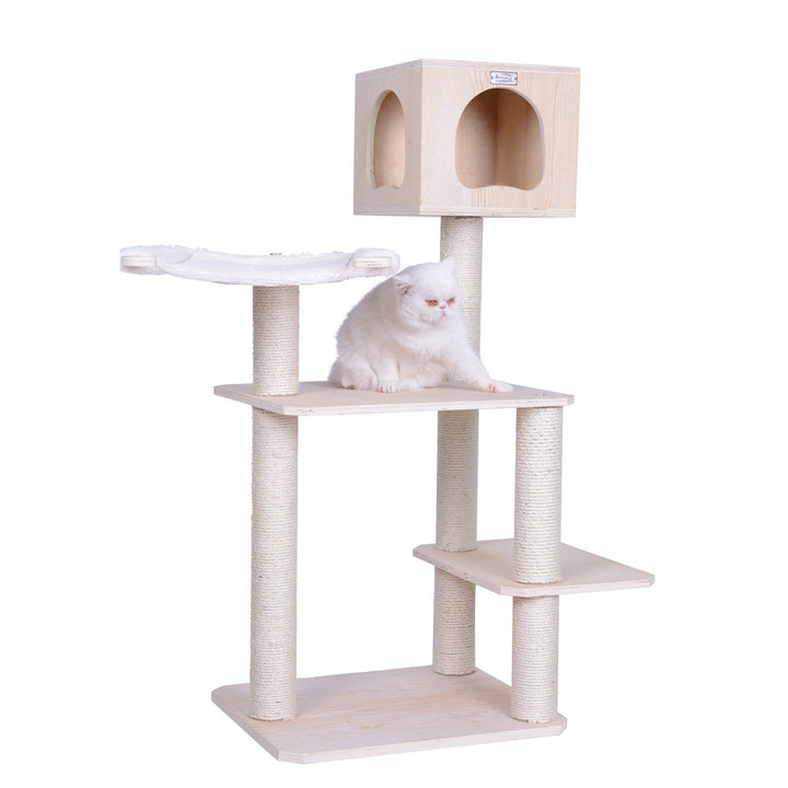 Armarkat Premium Scots Pine Cat Tree S5103 50" Tall Solid Wood Four Levels Image 4