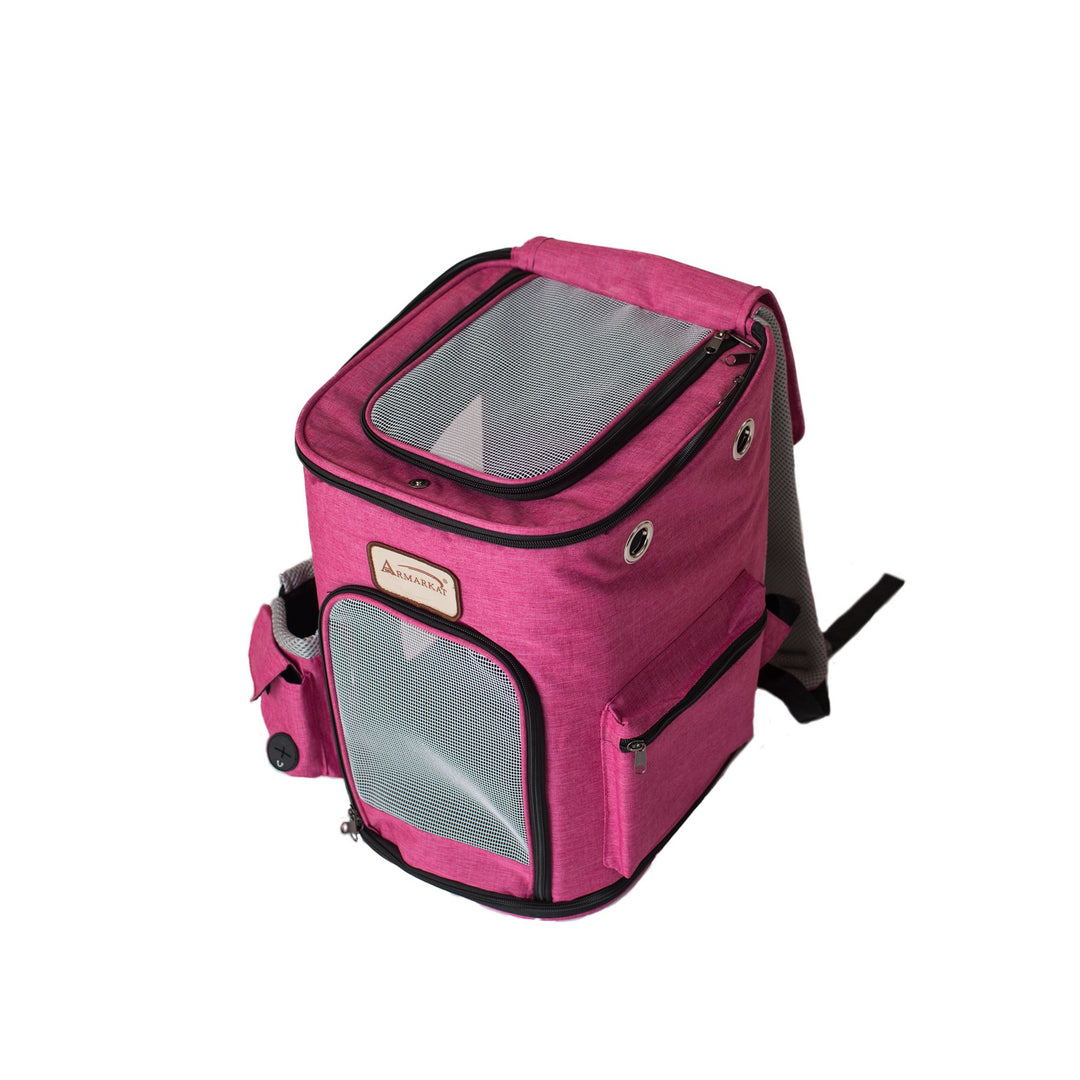 Armarkat PC301P Pet Carrier Backpack Pink Gray Soft-Sided 17x11x11 inches Image 3