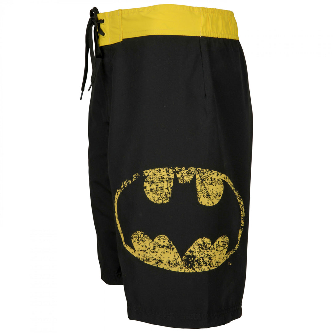 Batman Symbol Heather Black Board Shorts Image 4