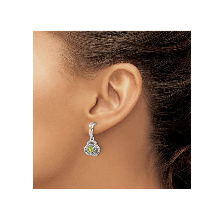 1.09 Carat (ctw) Peridot Dangle Earrings in Sterling Silver Image 3