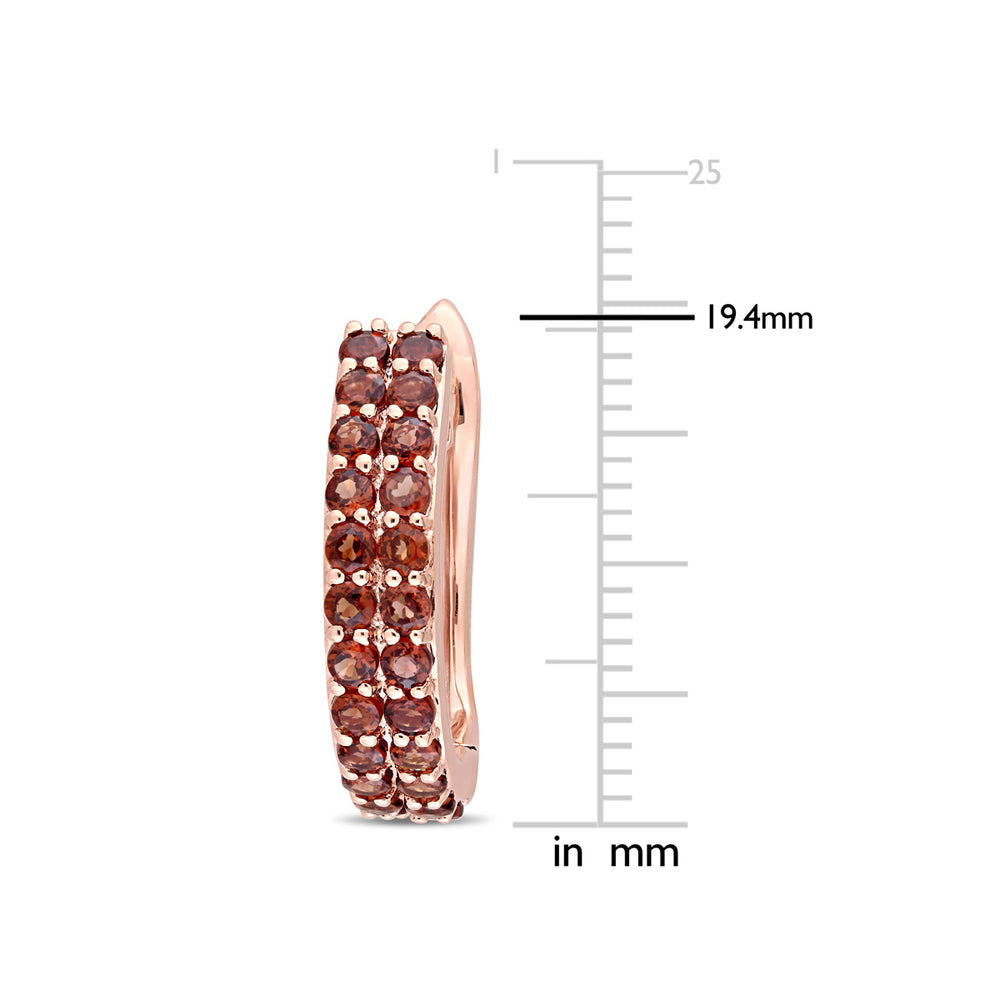 1.92 Carat (ctw) Garnet Double Row Hoop Earrings in 10K Rose Pink Gold Image 2