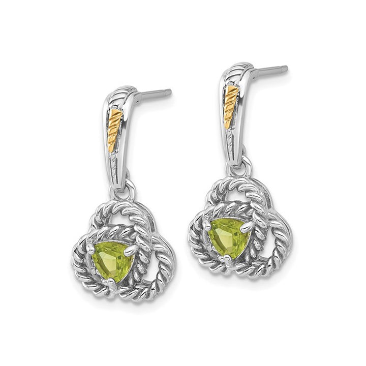 1.09 Carat (ctw) Peridot Dangle Earrings in Sterling Silver Image 4