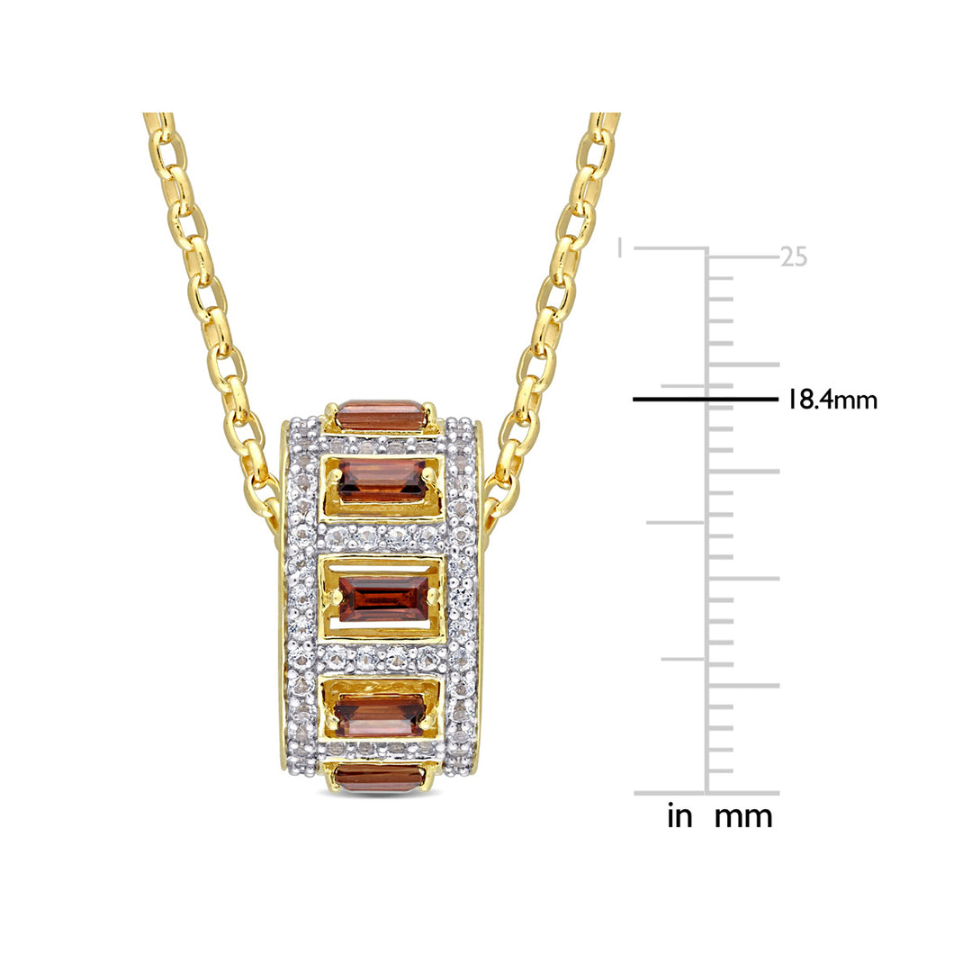 1.68 Carat (ctw) Garnet Pendant Necklace in Yellow Plated Sterling Silver with Chain Image 2