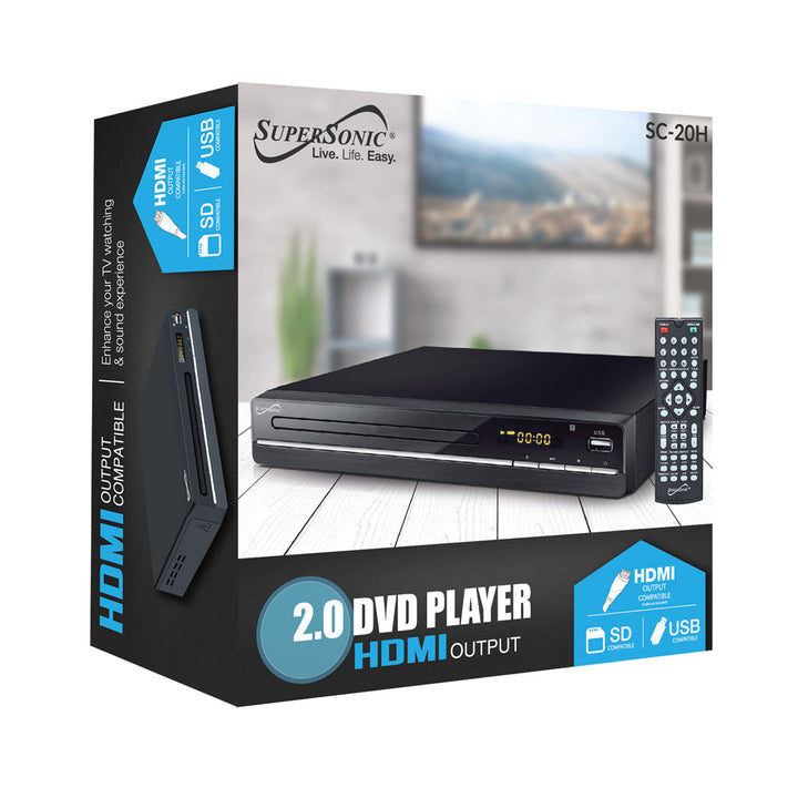 Supersonic 2.0 Channel HDMI DVD Player SC-20H USB SD Black Home Theater Image 3