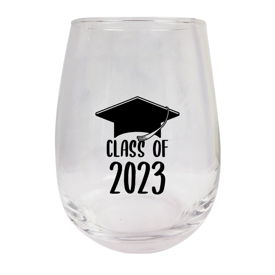 Class of 2023 Grad Senior 15oz Etched Stemless Wine Glass Image 1