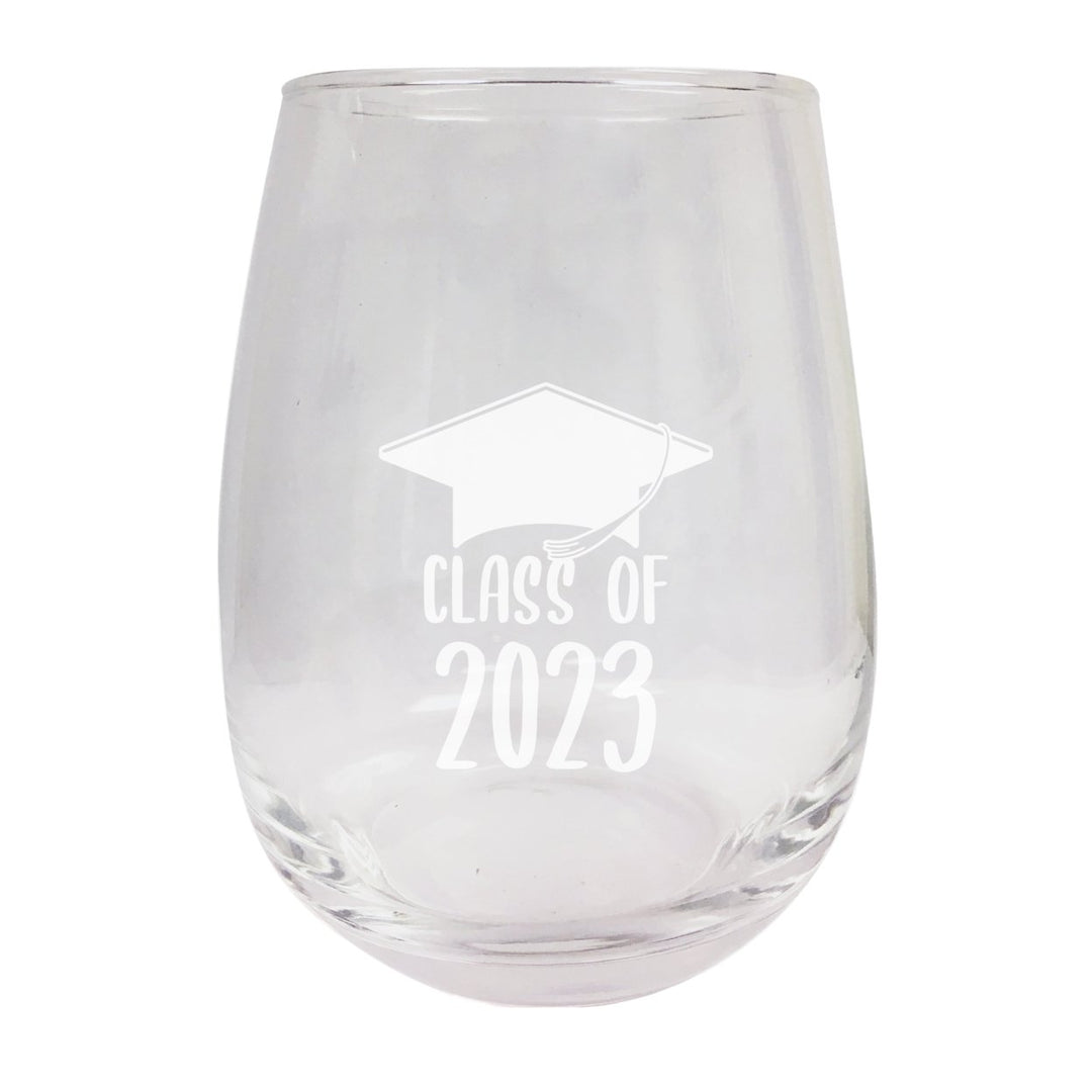 Class of 2023 Grad Senior 15oz Etched Stemless Wine Glass Image 2