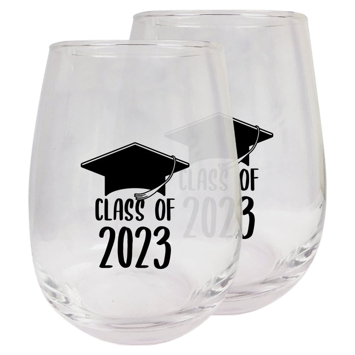 Class of 2023 Grad Senior 15oz Etched Stemless Wine Glass Image 4