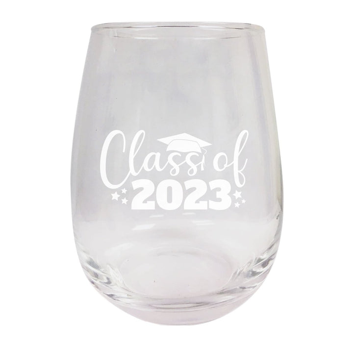 Class of 2023 Grad Senior 15oz Etched Stemless Wine Glass Image 3