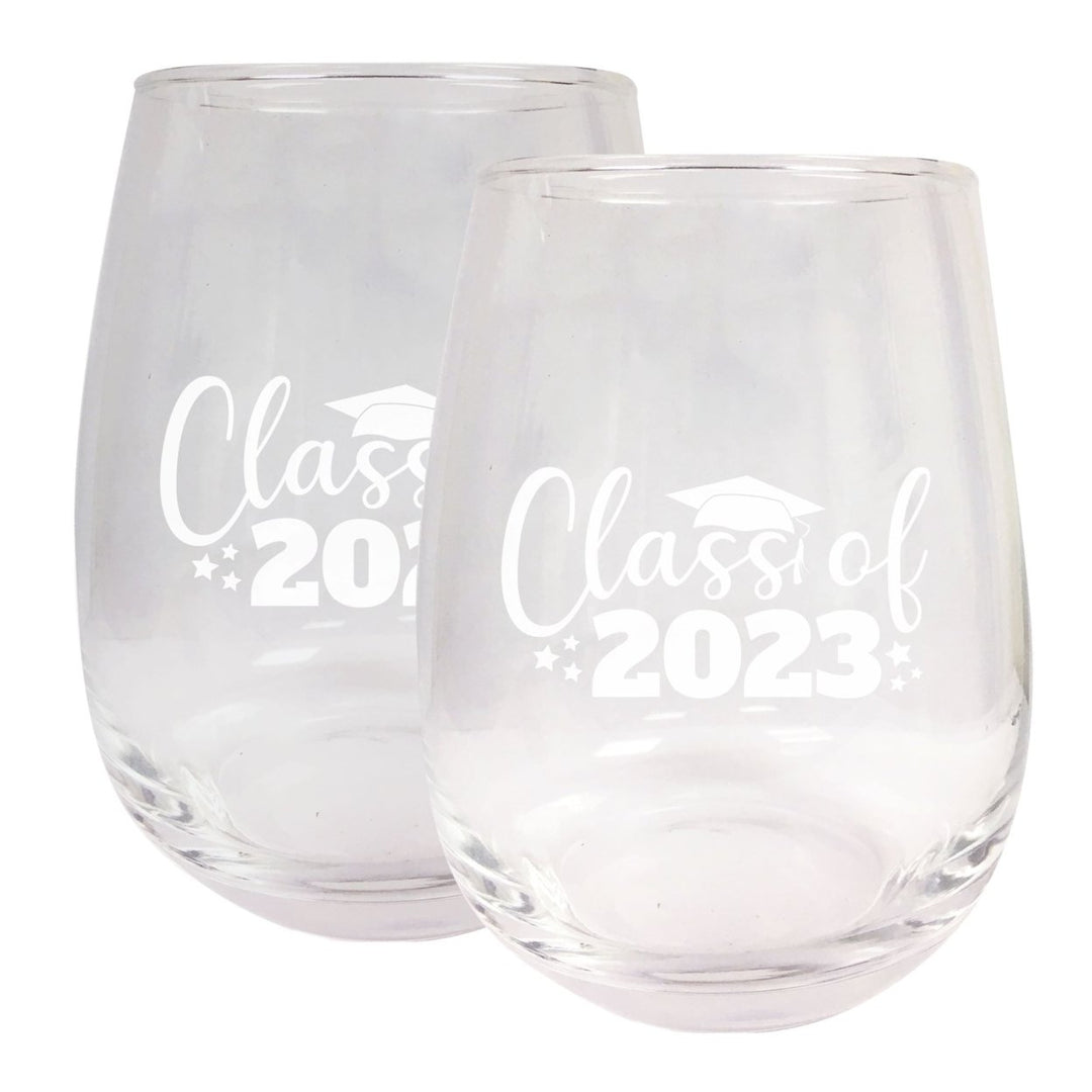 Class of 2023 Grad Senior 15oz Etched Stemless Wine Glass Image 6