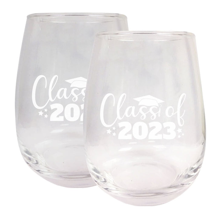 Class of 2023 Grad Senior 15oz Etched Stemless Wine Glass Image 6