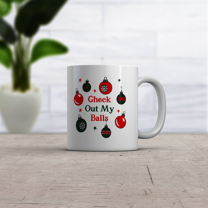 Check Out My Balls Mug Funny Christmas Tree Ornaments Sexual Innuendo Cup-11oz Image 2