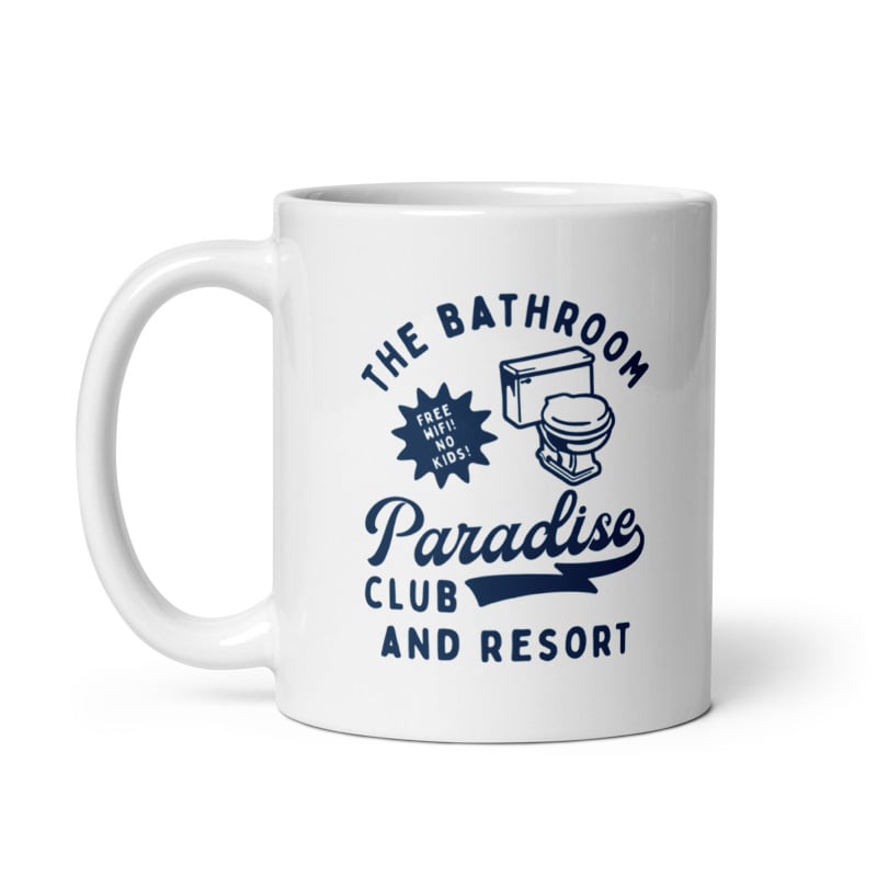 The Bathroom Paradise Club And Resort Mug Funny Restroom Pooping Novelty Cup-11oz Image 1