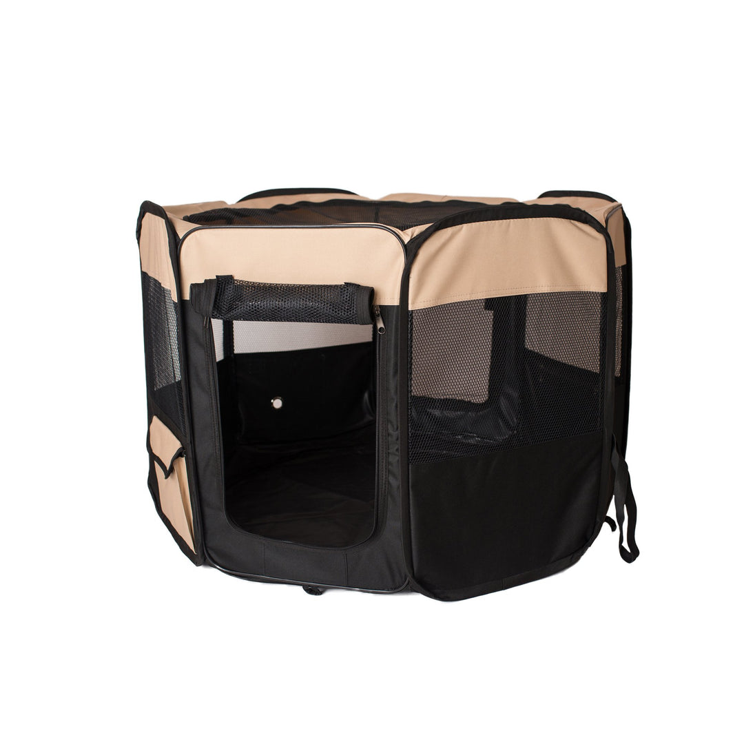 Armarkat PP003BGE-M Portable Pet Playpen Black Beige 36x36x24 Indoor Outdoor Image 4