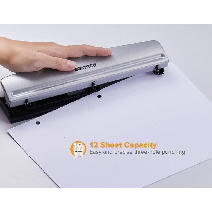 Bostitch Office HP12 3 Hole Punch 12 Sheet Capacity Metal Image 3