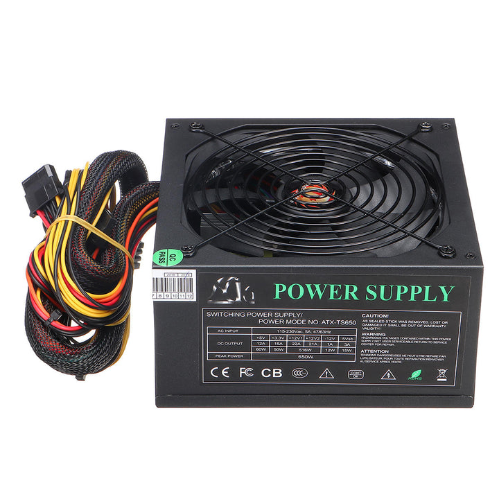 650W PC Computer Power Supply Module Unit 24Pin SATA Quiet Green LED Cooling Fan 14cm 110~220V Image 4