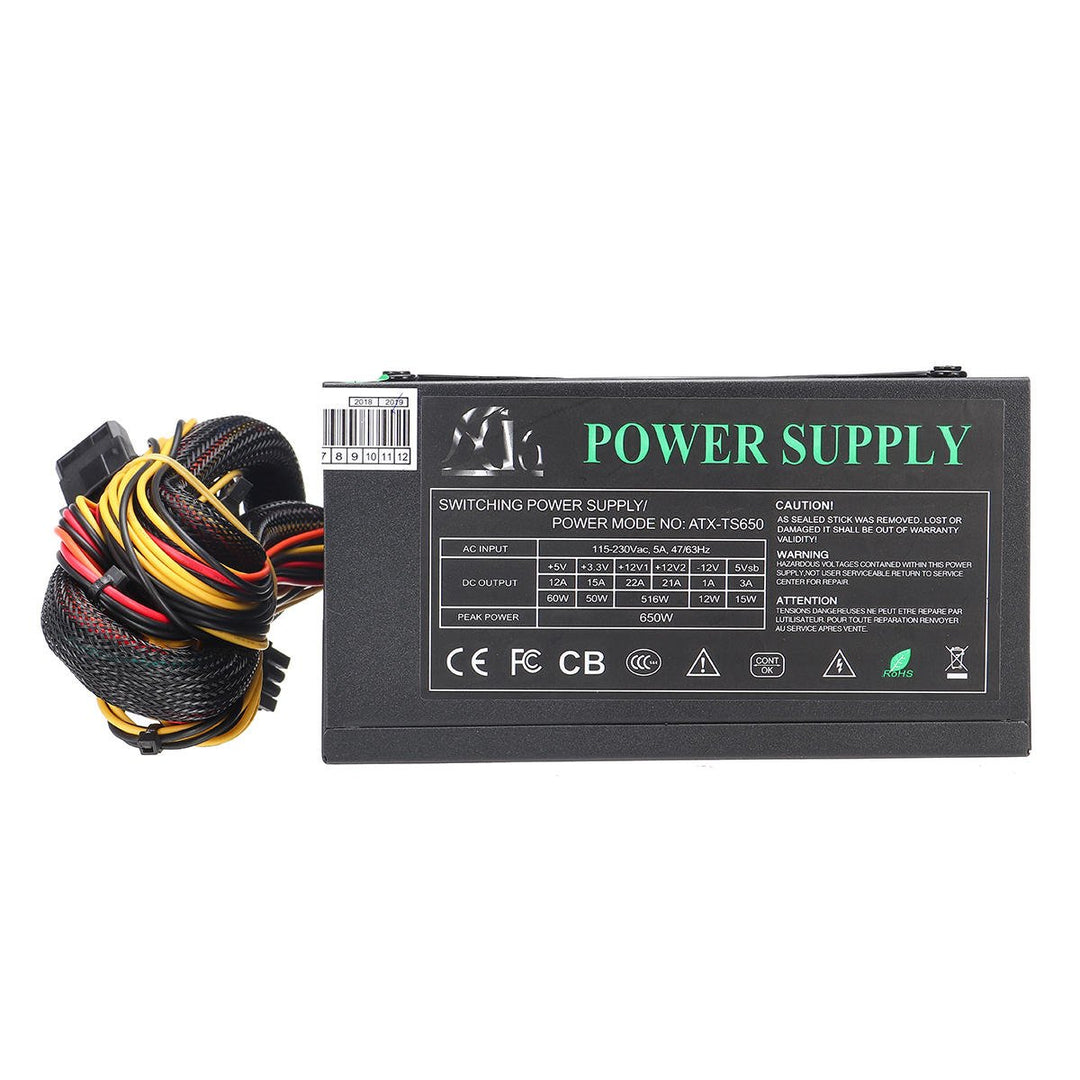 650W PC Computer Power Supply Module Unit 24Pin SATA Quiet Green LED Cooling Fan 14cm 110~220V Image 6
