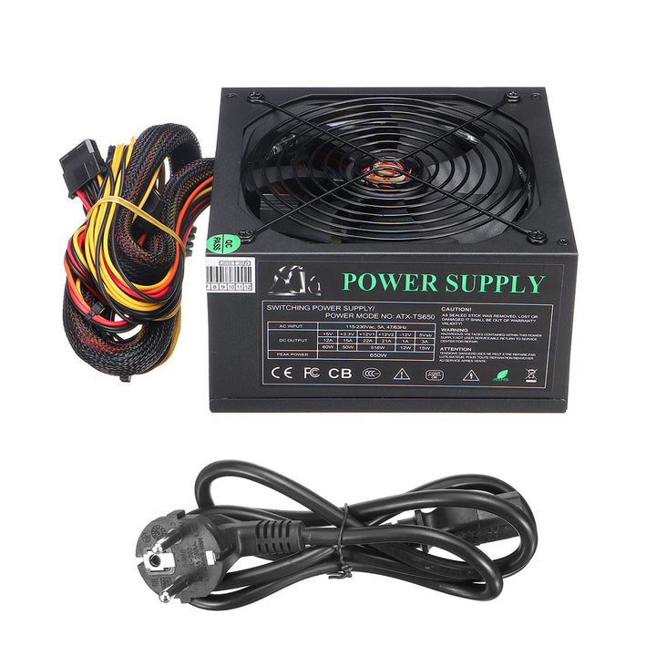 650W PC Computer Power Supply Module Unit 24Pin SATA Quiet Green LED Cooling Fan 14cm 110~220V Image 11
