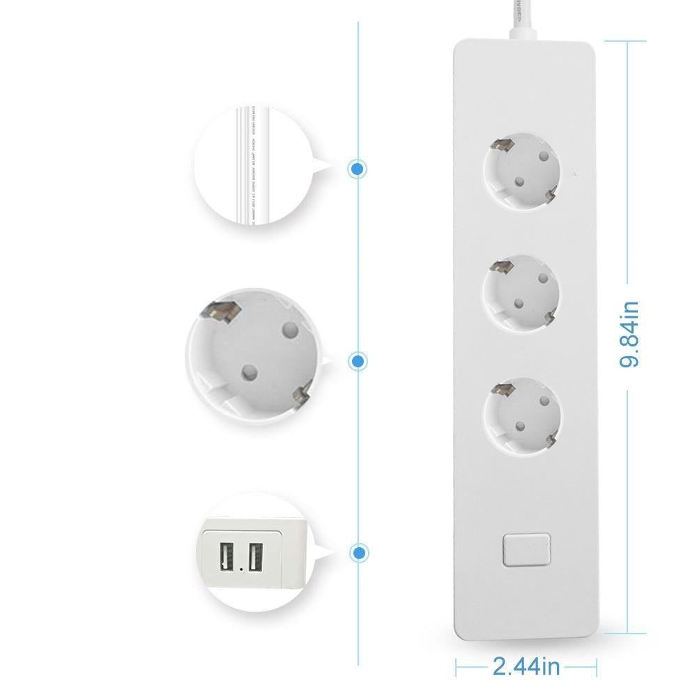 Smart WIFI Power Strip EU Standard with 3 Plug and 2 USB Port Compatible Amazon Alexa Google 220V Image 8