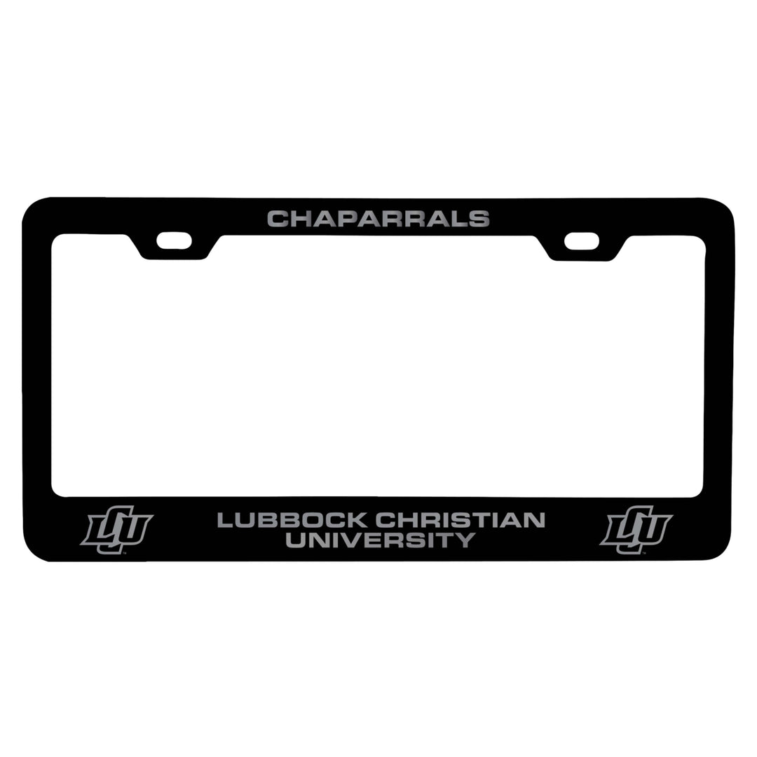 Lubbock Christian University Chaparral NCAA Laser-Engraved Metal License Plate Frame - Choose Black or White Color Image 1