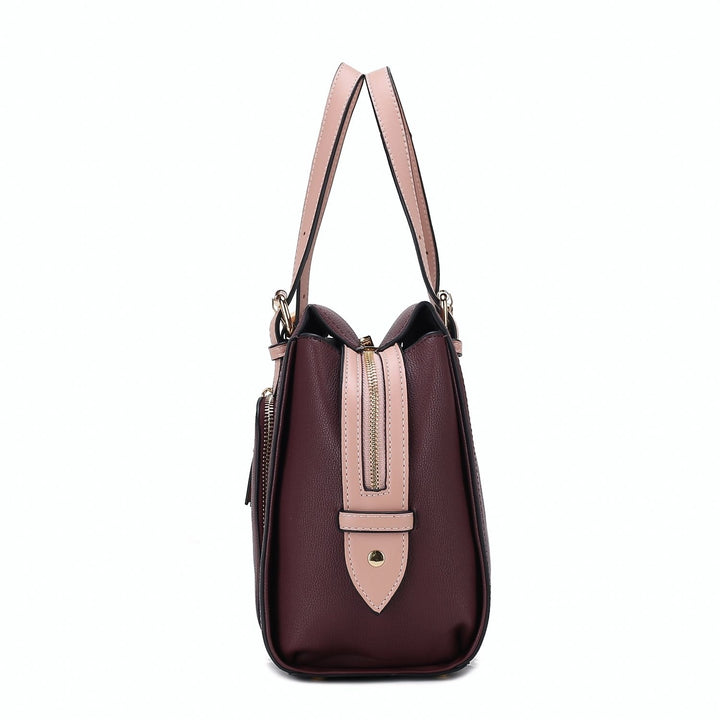 MKF Collection Elise Vegan Leather Color-block Multi-Compartment Womens Satchel Handbag by Mia k. Image 9