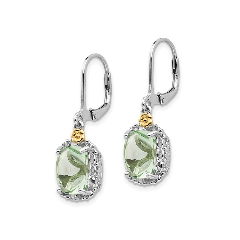 4.00 Carat (ctw) Cushion-Cut Green Quartz Dangle Earrings in Sterling Silver Image 3