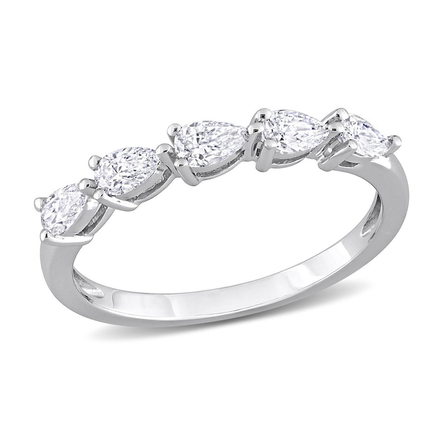 1/2 Carat (ctw G-H-II1-I2) Pear-Cut Diamond Semi-Eternity Wedding Band Ring in 14k White Gold Image 1
