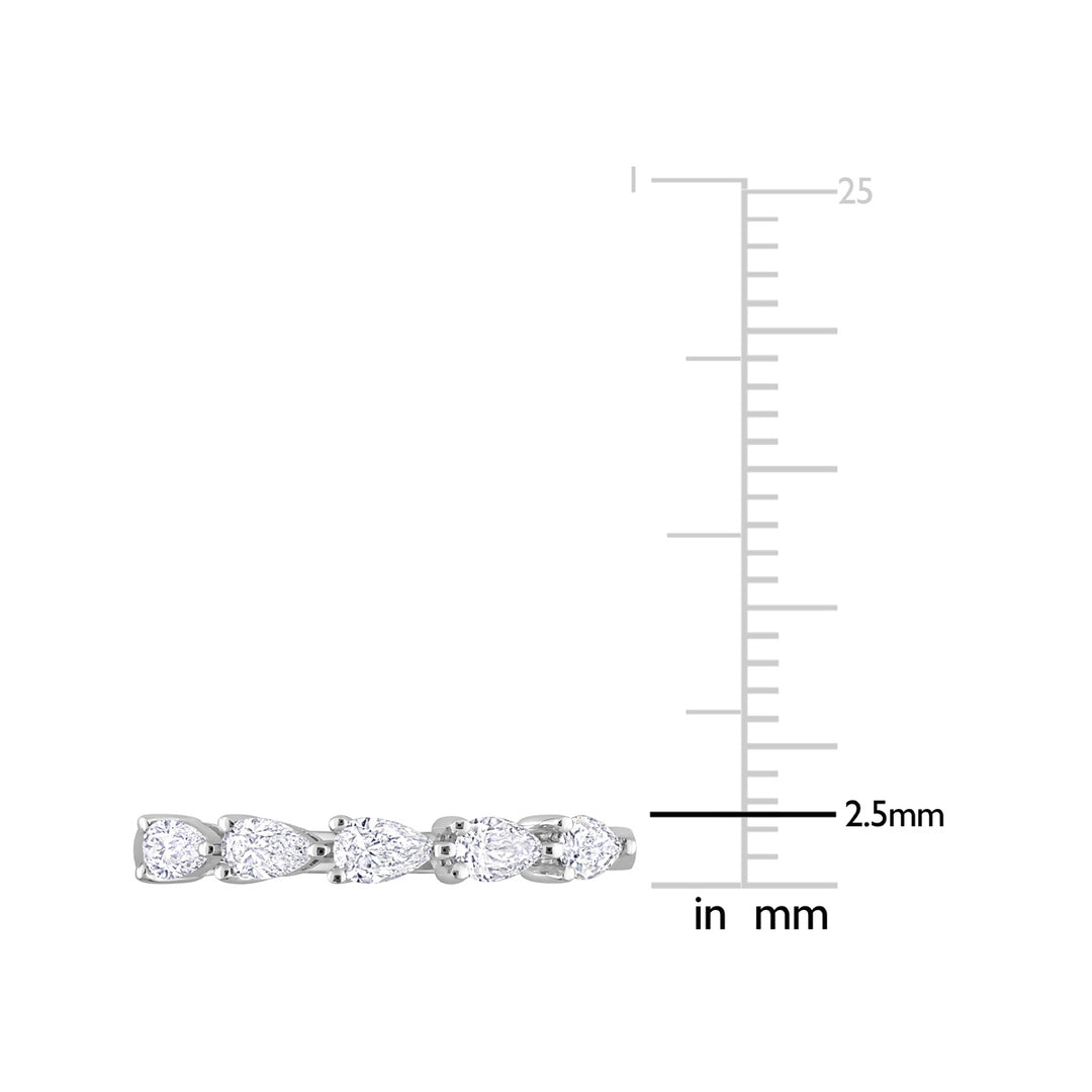 1/2 Carat (ctw G-H-II1-I2) Pear-Cut Diamond Semi-Eternity Wedding Band Ring in 14k White Gold Image 3